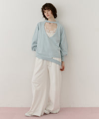 ねじりチョーカー深V裾デザインニット