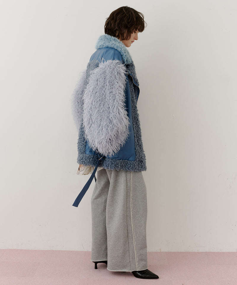 【予約】ボリュームファー×レザーBIGジャケットコート