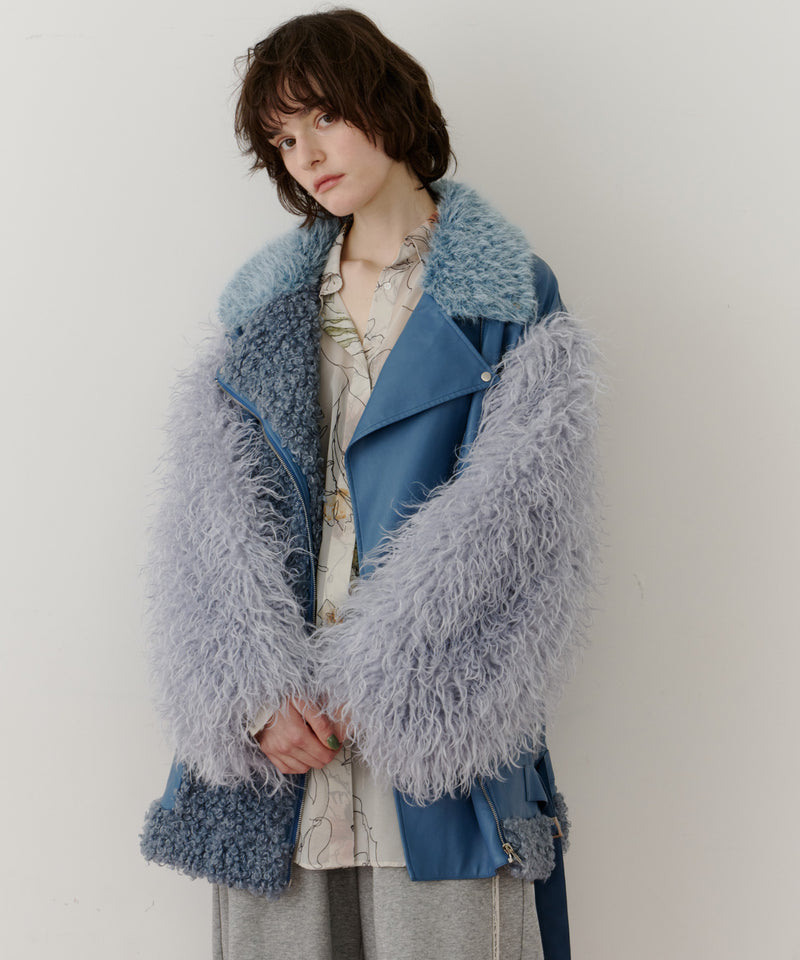 【予約】ボリュームファー×レザーBIGジャケットコート