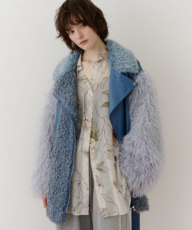 【予約】ボリュームファー×レザーBIGジャケットコート