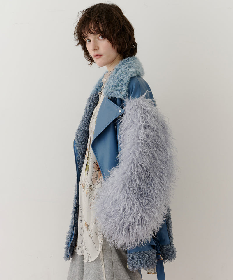 【予約】ボリュームファー×レザーBIGジャケットコート