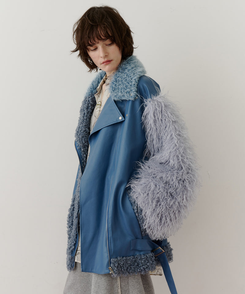 【予約】ボリュームファー×レザーBIGジャケットコート