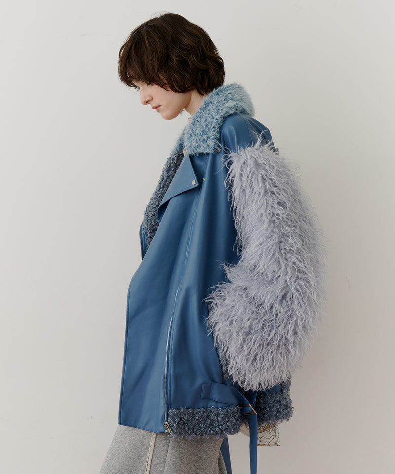 【予約】ボリュームファー×レザーBIGジャケットコート