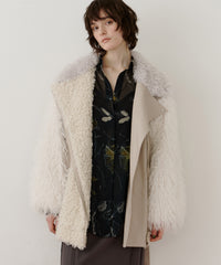 【予約】ボリュームファー×レザーBIGジャケットコート