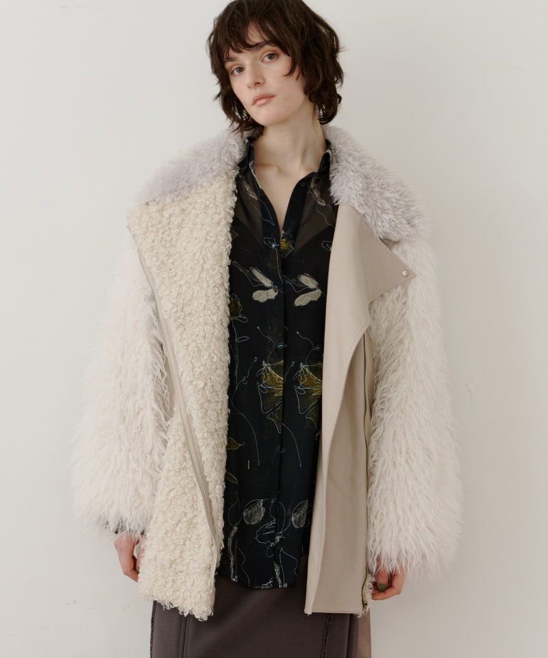 【予約】ボリュームファー×レザーBIGジャケットコート