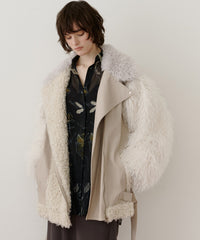 【予約】ボリュームファー×レザーBIGジャケットコート