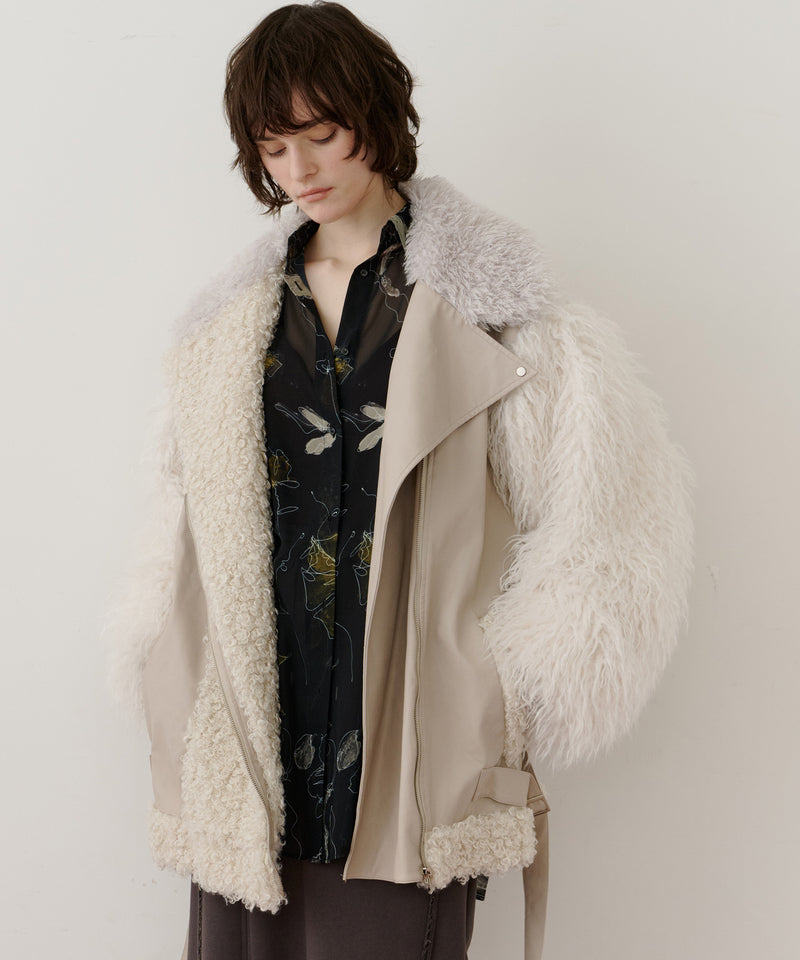 【予約】ボリュームファー×レザーBIGジャケットコート