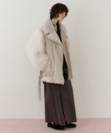 【予約】ボリュームファー×レザーBIGジャケットコート