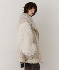 【予約】ボリュームファー×レザーBIGジャケットコート