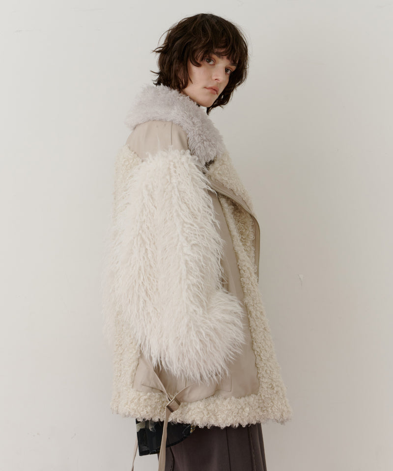 【予約】ボリュームファー×レザーBIGジャケットコート