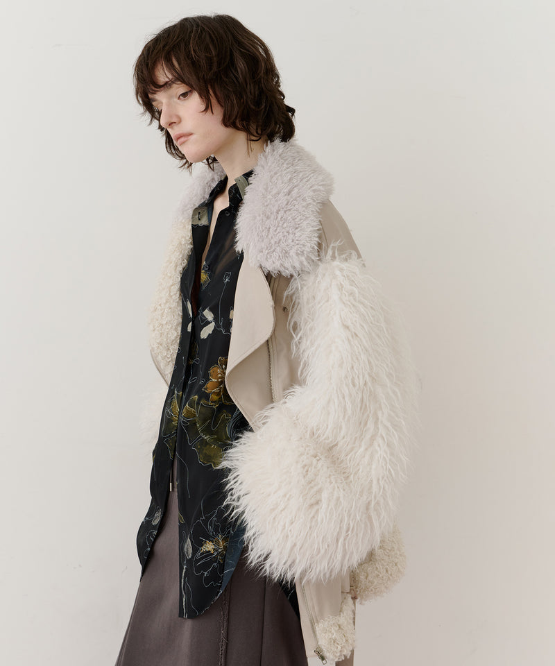 【予約】ボリュームファー×レザーBIGジャケットコート