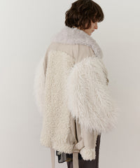 【予約】ボリュームファー×レザーBIGジャケットコート