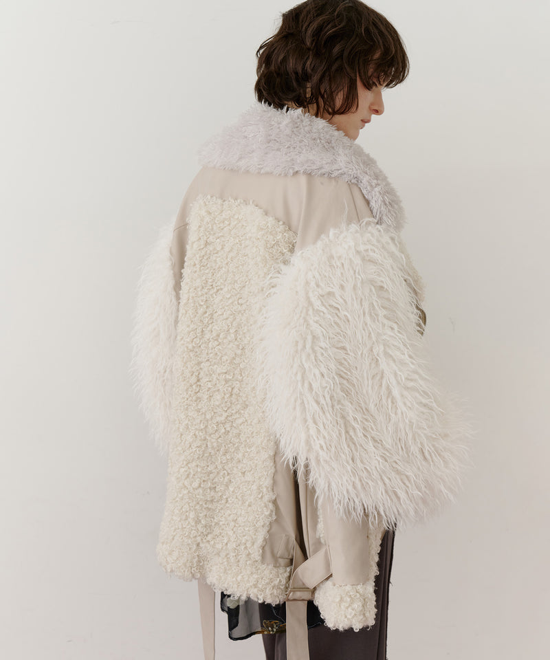 【予約】ボリュームファー×レザーBIGジャケットコート