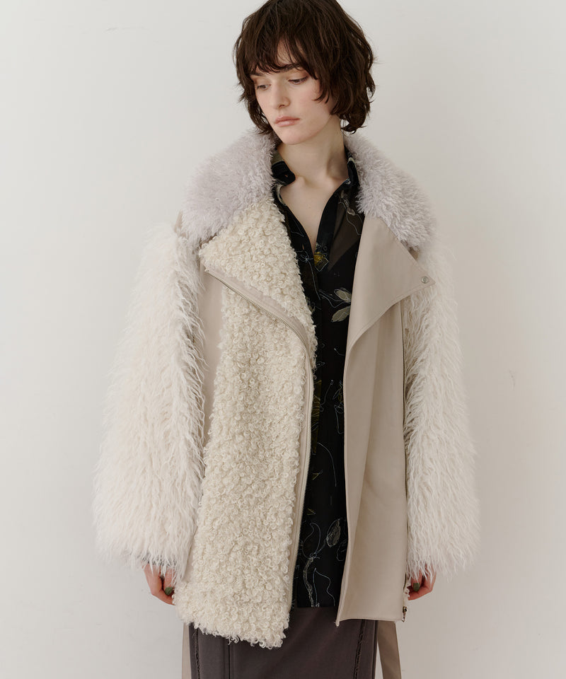 【予約】ボリュームファー×レザーBIGジャケットコート