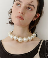 BIGパールベロアリボンネックレス