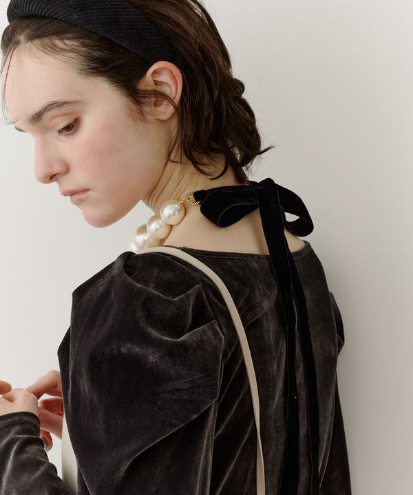 BIGパールベロアリボンネックレス