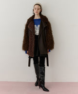 【予約】ボリュームファー×レザーBIGジャケットコート