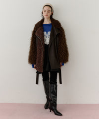 【予約】ボリュームファー×レザーBIGジャケットコート