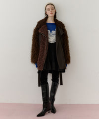 【予約】ボリュームファー×レザーBIGジャケットコート