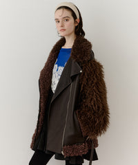 【予約】ボリュームファー×レザーBIGジャケットコート