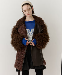 【予約】ボリュームファー×レザーBIGジャケットコート