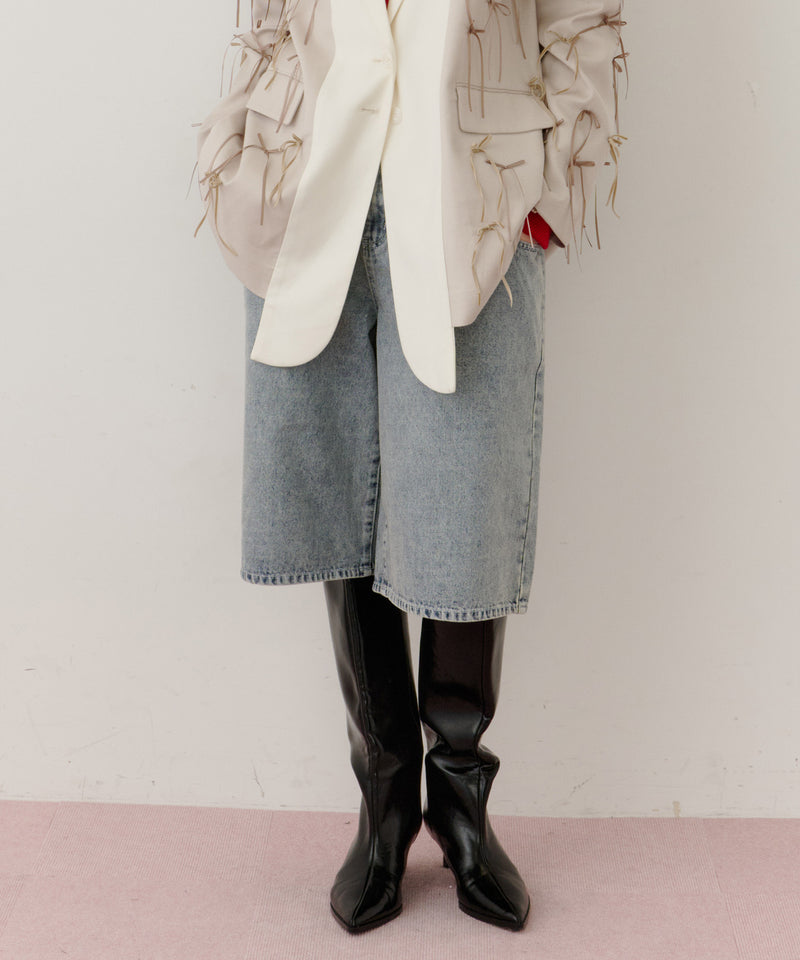 デニムタックハーフパンツ