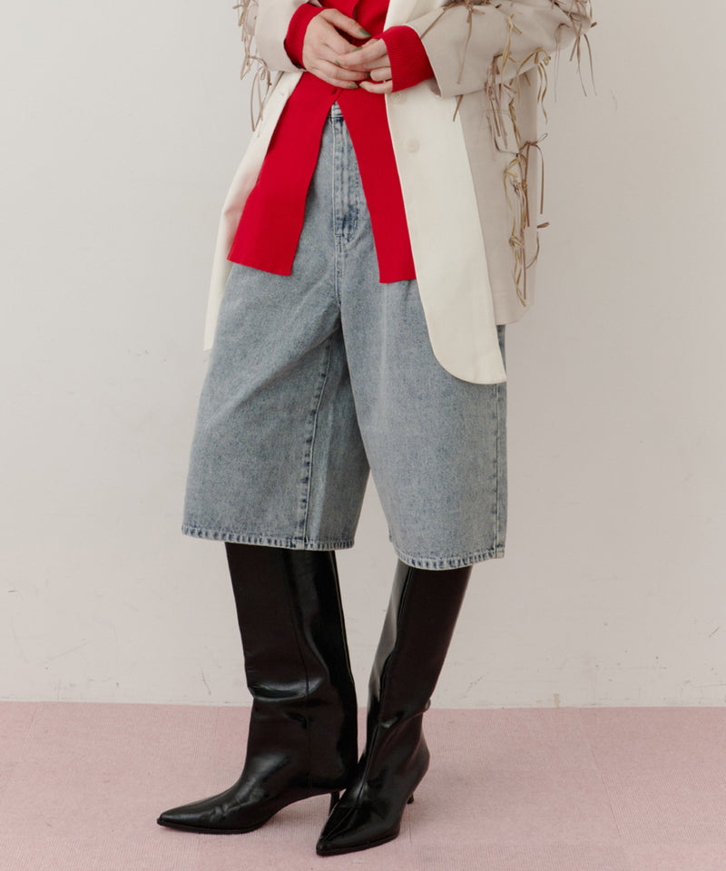 デニムタックハーフパンツ