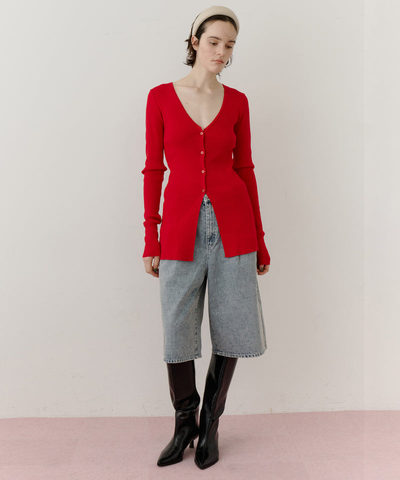 バックスリットリブカーディガン