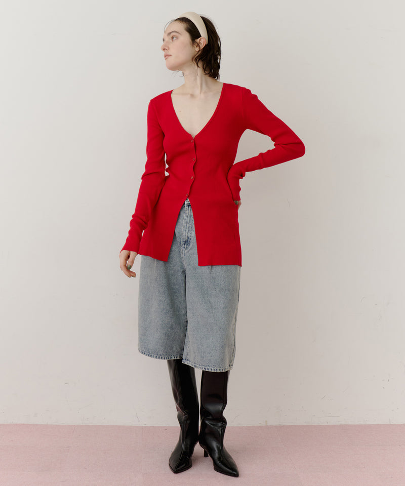 バックスリットリブカーディガン