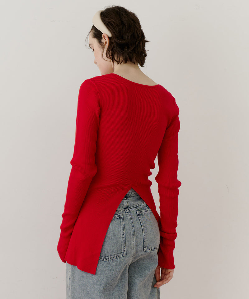 バックスリットリブカーディガン