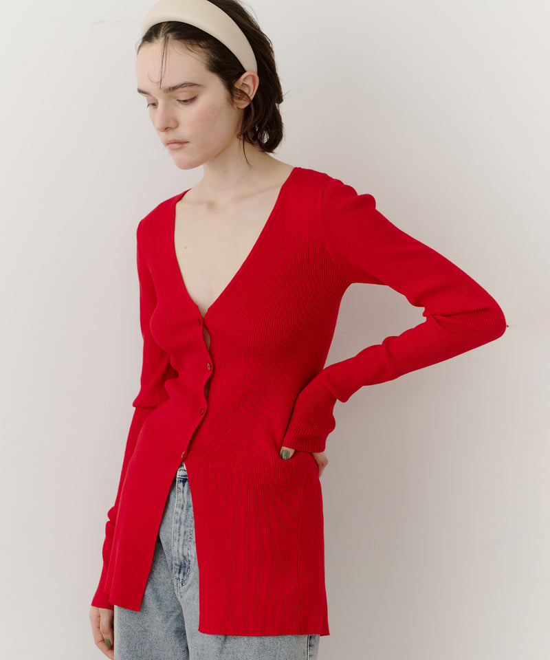 バックスリットリブカーディガン