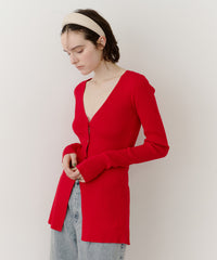 バックスリットリブカーディガン