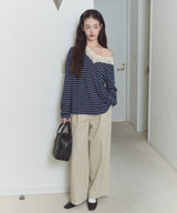 【GIUNON】wide leg tuck pants / ワイドレッグパンツ