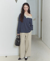 【GIUNON】wide leg tuck pants / ワイドレッグパンツ