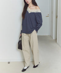 【GIUNON】wide leg tuck pants / ワイドレッグパンツ