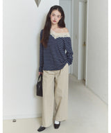 【GIUNON】wide leg tuck pants / ワイドレッグパンツ