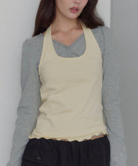【GIUNON】hem mellow holter neck tops / ヘムメロウホルターネック