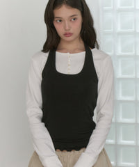 【GIUNON】hem mellow holter neck tops / ヘムメロウホルターネック
