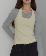 【GIUNON】hem mellow holter neck tops / ヘムメロウホルターネック