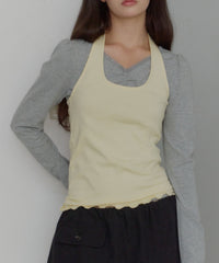【GIUNON】hem mellow holter neck tops / ヘムメロウホルターネック