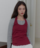 【GIUNON】hem mellow holter neck tops / ヘムメロウホルターネック