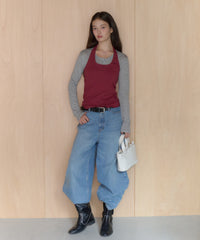 【GIUNON】hem mellow holter neck tops / ヘムメロウホルターネック