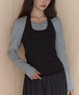 【GIUNON】hem mellow holter neck tops / ヘムメロウホルターネック