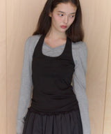 【GIUNON】hem mellow holter neck tops / ヘムメロウホルターネック