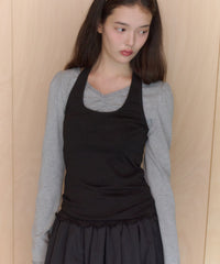 【GIUNON】hem mellow holter neck tops / ヘムメロウホルターネック