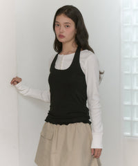 【GIUNON】hem mellow holter neck tops / ヘムメロウホルターネック