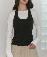 【GIUNON】hem mellow holter neck tops / ヘムメロウホルターネック