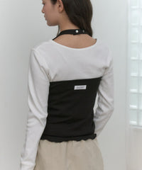 【GIUNON】hem mellow holter neck tops / ヘムメロウホルターネック