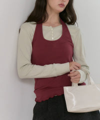 【GIUNON】hem mellow holter neck tops / ヘムメロウホルターネック