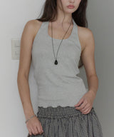 【GIUNON】hem mellow holter neck tops / ヘムメロウホルターネック